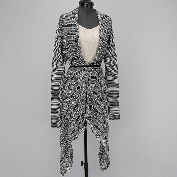 Ioanna Kourbela Sweaters - Ioanna Kourbela Cardigan Handkerchief Hem Striped Knit Monochrome Women's M‎